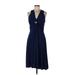 Jessica Howard Cocktail Dress - Fit & Flare: Blue Solid Dresses - Women's Size 12