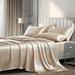 Satin Sheets King(6 Pieces, Taupe)Luxury Silky Satin Bed Sheets King Bedding Set,1 Satin Fitted Sheet 1 Flat Sheet 4 Pillow