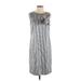 Banana Republic Cocktail Dress - Sheath Crew Neck Sleeveless: Silver Stripes Dresses - Women's Size 4