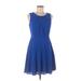 Express Casual Dress - A-Line Keyhole Sleeveless: Blue Solid Dresses - Women's Size 8