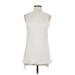 In Cashmere Casual Dress - Shift Turtleneck Sleeveless: Ivory Solid Dresses - Women's Size Large