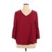 NY Collection Long Sleeve Blouse: Burgundy Tops - Women's Size X-Large