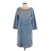 Adriano Goldschmied Casual Dress - Shift: Blue Solid Dresses - Women's Size Small