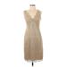 BCBGMAXAZRIA Casual Dress - Sheath: Tan Damask Dresses - New - Women's Size 4