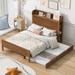 Nestfair Full Size Platform Bed with Storage Headboard