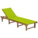 vidaXL Patio Lounge Chair with Cushion Folding Sunlounger Solid Acacia Wood - 78.7" x 24" x 11.8"/33.9"