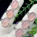 Bague en cuivre plaqué argent pour femme rose naturel OnDuncan l belle gemme bijoux ovales mode