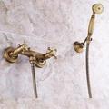 Robinet de douche Ensemble - Douchette inclue Style vintage Laiton Antique Montage Extérieur Soupape en laiton Bath Shower Mixer Taps