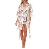 Sabrina Floral Print Satin Short Pajamas & Robe Set