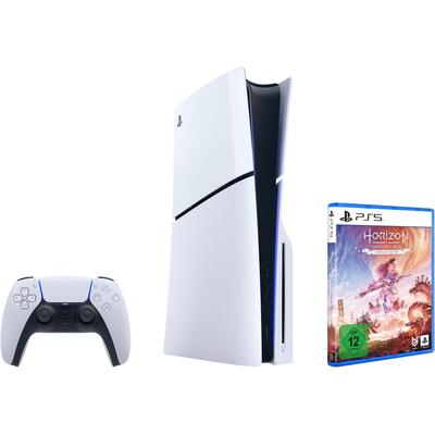 PLAYSTATION 5 Spielekonsole "PS5 Disk (Slim) + Horizon Forbidden West Complete Edition" Spielekonsolen schwarz-weiß (weiß, schwarz) PlayStation 5