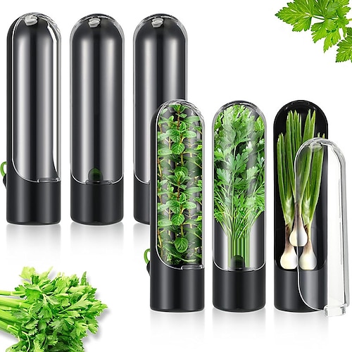 Küchenbehälter, frische Kräuterschote – hält Kräuter im Kühlschrank wochenlang frisch – hält Koriander, Minze, Petersilie, Spargel frisch und aromatisch – Aufbewahrungsbecher für die Küche –