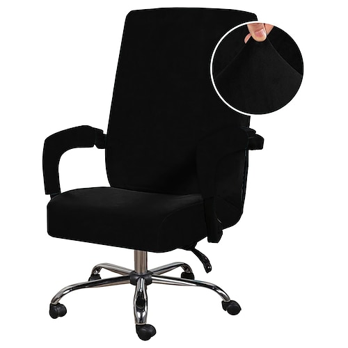 Samt Computer Bürostuhlbezug Gaming Stuhl Stretch Stuhl Schonbezug schwarz einfarbig einfarbig strapazierfähiger waschbarer Möbelschutz Image
