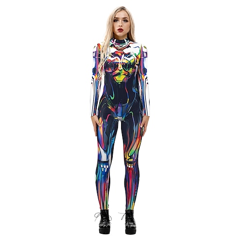 Karnevalskostüm Ganzkörperanzug 2026 Superheld Karneval Zentai-Anzüge Cosplay Kostüm Catsuit Glänzend Erwachsene Damen Halloween Karneval Party Einfaches Karnevalskostüm Verkleiden Image