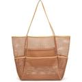 Women's Handbag Tote Beach Bag Mesh Outdoor Beach Large Capacity Foldable Lightweight Black Pink khaki