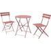 3-Piece Steel Foldable Bistro Set 2 Chairs and 1 Table Weather-Resistant Outdoor/Indoor Conversation Set for S Yard Rose Dawn