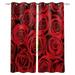 Red Rose Flower Window Treatments Curtains Valance Room Curtains Window Outdoor Indoor Kids Window Curtain Panels Curtain