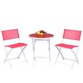 Resenkos 3 Pieces Patio Folding Bistro Set for Balcony or Outdoor Space Lounge Chairs Table Set 2 Foldable Chairs and 1 Table-Red