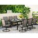 PHI VILLA Outdoor Patio Dining Set for 8 9 Piece Patio FurnitueTable and Chair Set with 8 Swivel Outdoor Chairs and 1 Extendable Large Patio Table for 6-8 Person
