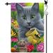 Cat Laying in a Tree in Pink Blossoms Spring Garden Flag Vertical Double Sided Spring Summer Garden Flag Seasonal Rustic Yard Lawn Outdoor Decor 12.5x18 Inches