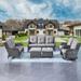 Rilyson Wicker Patio Furniture Set - 5 Piece Rattan Outdoor Sectional Conversation Sets with 2 Rocking Swivel Chairs 2 Ottomans and 1 Sofa for Porch Deck Garden(Mixed Grey/Grey)