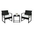 IVV 3 Piece Wicker Patio Furniture Set Outdoor Conversation Bistro Sets with Rattan Chairs & Glass Top Tea Table for Backyard Porch Garden Poolside Brown