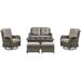 Rilyson Wicker Patio Furniture Set - 5 Piece Rattan Outdoor Sectional Conversation Sets with 2 Rocking Swivel Chairs 2 Ottomans and 1 Sofa for Porch Deck Garden(Mixed Grey/Grey)