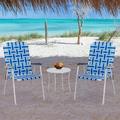 Resenkos Adjustable Folding Chairs 2pcs Steel Tube PP Webbing Bearing 120kg Folding Beach Chair Yellow&White Strip