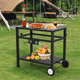 BBQ Grill Cart Indoor & Outdoor Multifunctional Grill Table on 2 Wheels 2-Shelf Movable Food Prep Table with Hooks Side Handle for Outside Patio L33.5 x W19.7 x H32.3