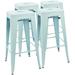 U-SHARE Metal Bar Stools 30 Indoor Outdoor Stackable Barstools Modern Style Industrial Vintage Counter Bar Stools Set of 4 (30 inch Blue)