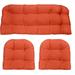 Indoor Outdoor 3 Piece Tufted Wicker Settee Cushions 1 Loveseat & 2 U-Shape Weather Resistant ~ Choose Color (Coral 2-19 x19 1-41 x19 )