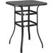 Metal Frame Patio Bar Table Tempered Glass 40.5â€™â€™ Height High Top Outdoor Table Pub Height Bistro Square Table for Paito Lawn Garden Black