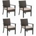 9 Pieces Outdoor Patio Dining Set Patio Set with Rectangular Extendable Metal Table and 8 Rattan Wicker Chairs Beige Cushion Balcony Garden Backyard Poolside