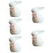 5 Pieces Floral Ceramic Rabbit Ornament Home Decor Animal Figurines Outdoor Crafts Decorate White Bunnies Ceramics