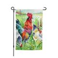 Rooster Summer Garden Flag Lovely Farm Chicken Yard Flag Sunflower Field Farmhouse Animal Polyester Flag Outdoor Porch Flags