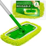 2 Pack Chenille Dust Mop Refill Compatible with Swiffer Sweeper Mop - Reusable Dry Sweeping Cloths for Deep Cleaning - Wet & Dry Use - Suitable for All Floors - High Quality Microfiber & Chenilles