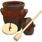 7L (1.9 Gal) K&K Keramik German Made Fermenting Crock Pot SUSIMOND F2 Plus Beech Wood Tamper