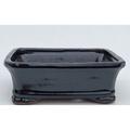 Black Ceramic Bonsai Pot Rectangle Glazed Outside Measures: 8 x 6.5 x 3