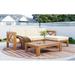 5 Pieces Patio Wood Furniture Sets with Detachable Cushions & Back Pillows L-Shaped Outdoor Sectional Sofa Seating Group Conversation Sets with Wooden X-Back Frame Water Resistant Natural & Beige