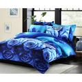 Swanson Beddings Blue Roses 3-Piece Duvet Bedding Set: Duvet Cover and Two Pillow Shams (California King)