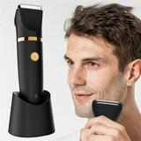 Electric Body Hair Trimmer for Men - Wet/Dry Body Shaver Groomer with USB Recharge Dock & Nosetrimmer Head Waterproof Male Hygiene Razor