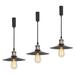 KAYYELAMP 3-Lights H-Type Track Lamp Red Bronze Base Black Metal Shade Adjusted Cord Track Pendant Light for Kitchen Dining Table Loft (No Bulb Track)