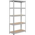 5-Tier Utility Shelves Metal Storage Shelves Unit Adjustable Garage Storage Racks Heavy Duty Shed Shelving- Silver 35.5 x 16 x 71 Inch