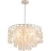 Modern 3-Light Natural Capiz Shell Chandelier Coastal Pendant Lamp Ceiling Hanging Fixture Round Layered for Dining Room Dining Table Bedroom Kitchen D20 x H13