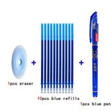 6/12/20PC Magic Erasable Pen Refill Washable Handle Erasable Gel-Ink Pen Set Colored Ink Rod Stationery For School Office Supply 12pc blue set