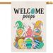 Easter Flag Welcome Peeps Bunny Gnomes Easter House Flags Large Burlap Yard Flag Spring Gnomes Eggs Rabbit