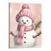 Shiartex Vintage Pink Christmas Wall Decor Xmas Pink Gnomes Tree Snowman Poster Prints for Living Room Bedroom Kitchen Decor Holiday Christmas Party Room Decorations Wall Art 16x20 Inch