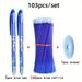 103pcs/set Black Blue Ink Erasable Pen Refills Rods Set 0.5mm Magic Erasable Gel Pen Washable Handle Office Writing Stationery 103pcs blue set