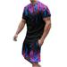Mens 2 Piece Outfits Summer Casual Crewneck Muscle Short Sleeve Tee Shirts Classic Sport Shorts Set Trendy Tracksuit