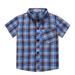 Akiihool Button Down Shirt for Boys Uniform Boys Performance Golf Short Sleeve Stretch Collared Polo Shirt (Blue 3-4 Years)