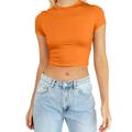 Womens Summer Short Sleeve Cute Crop Tops Casual Basic Crewneck Slim Fit T Shirts T Shirt for Women Casual Summer Work Shirt Women T Shirt Women Pack Long Sleeve Compression Shirt Casual Tops Women